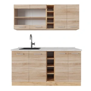 Cozinha individual R-Line Carvalho Sonoma/Goldkraft 160 cm , Mármore AP Vicco