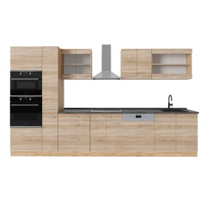 Kompletna kuchnia  R-Line Dąb Sonoma/Goldkraft 350 cm , BP Antracyt Vicco