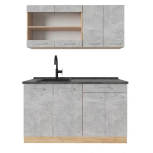 Pojedyncza kuchnia R-Line Beton/złoty dąb 140 cm , BP Antracyt Vicco