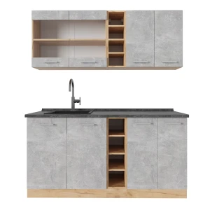 Pojedyncza kuchnia R-Line Beton/złoty dąb 160 cm , BP Antracyt Vicco