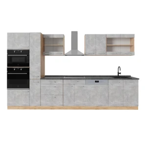 Komplet køkken  R-Line Beton/gyldent egetræ 350 cm , BP Antracit Vicco
