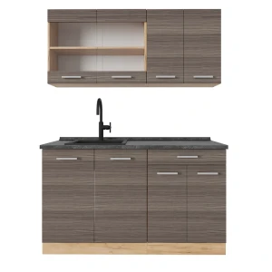 Pojedyncza kuchnia R-Line Szlachetny szary/złoty dąb 140 cm , BP Antracyt Vicco