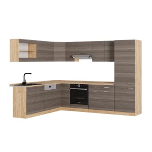 Hjørnekøkken R-Line Ædelgrå/gylden eg 287 x 46 cm uden bordplade Vicco