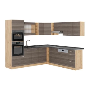 Kuchnia narożna R-Line Szlachetna szarość/Dąb goldkraft 247 x 237 cm, BP Antracyt Vicco