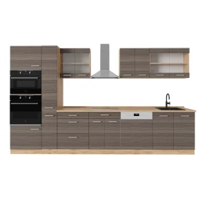 Küchenzeile R-Line Edelgrau/Goldkraft Eiche 350 cm , AP Eiche Vicco