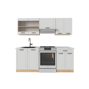 Aneks kuchenny R-Line Biały dworek/złoty dąb 200 cm , BP Marmur Vicco