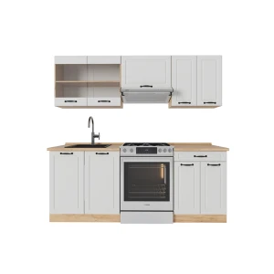 Aneks kuchenny R-Line Biały dworek/złoty dąb 200 cm , BP Dąb Vicco