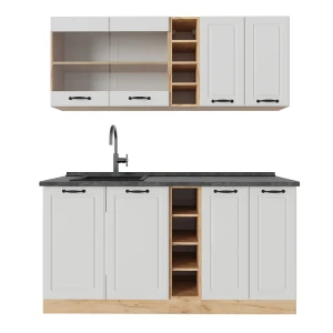 Singlekøkken R-Line Hvidt landhus/gyldent egetræ 160 cm , BP Antracit Vicco