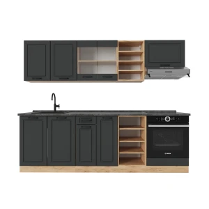 Køkkenrække R-Line Antracit landhus/gyldent egetræ 240 cm , BP Antracit Vicco