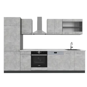 Køkkenrække R-Line Beton/antracit 300 cm , BP Marmor Vicco