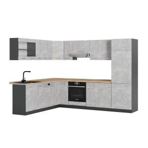 Hjørnekøkken R-Line Beton/antracit 287 x 46 cm uden bordplade Vicco