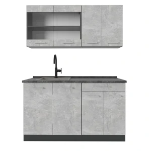 Singlekøkken R-Line Beton/antracit 140 cm , BP Antracit Vicco