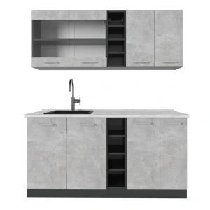 Singlekøkken R-Line Beton/antracit 160 cm , BP Marmor Vicco