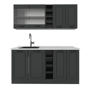 Cuisine R-Line Anthracite maison de campagne/anthracite 160cm , PT Marbre Vicco