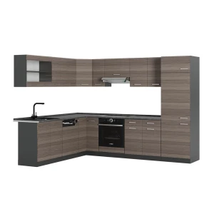 Kogoszczona kuchnia R-Line Szlachetna szarość/Antracyt 287 x 227 cm, BP Antracyt Vicco