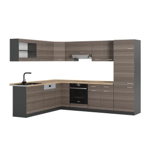 Hjørnekøkken R-Line Ædelgrå/antracit 287 x 46 cm uden bordplade Vicco