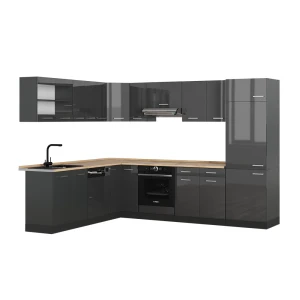 Hjørnekøkken R-Line Antracit højglans/antracit 287 x 46 cm uden bordplade Vicco