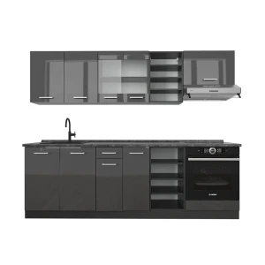 Cuisine R-Line Anthracite brillant/anthracite 240cm , PT Anthracite Vicco