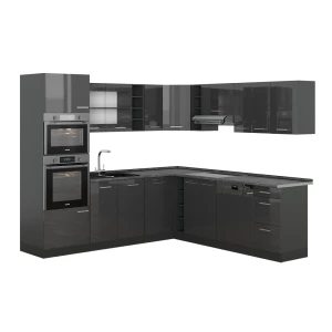 Cozinha de canto R-Line Antracite alto brilho/antracite 247 x 237 cm, AP Antracite Vicco
