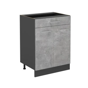 Küchenunterschrank R-Line Beton 60 cm mit Schublade, ohne Arbeitsplatte Vicco