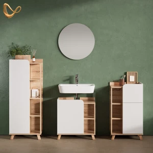 Badmöbel-Set Marano Sonoma/Weiß 4 Teile livinity®