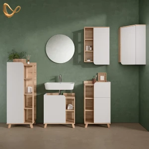 Badmöbel-Set Marano Sonoma/Weiß 6 Teile livinity®