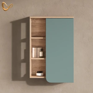 Badschrank Marano Blau-Grau 50 x 75 cm mit Tür und offenen Fächern livinity®