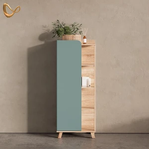 Midischrank Marano Blau-Grau 50 x 128 cm mit Tür und offenen Fächern livinity®