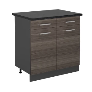 Mobiletto base per cucina R-Line Grigio nobile 80 cm, Piano di lavoro Antracite Vicco