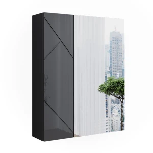 Szafka łazienkowa z lustrem Irma Antracyt wysoki połysk/antracyt 60 x 75 cm Vicco