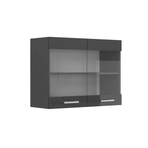 Dulap din sticlă de bucătărie R-Line Antracit lucios ridicat 80 cm Vicco
