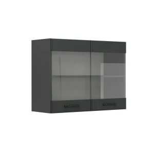 Køkkenskab med glas R-Line Antracit landhus 80 cm Vicco