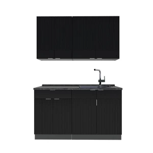 Singlekøkken Fame-Line Sort stribet/antracit 140 cm uden bordplade Vicco