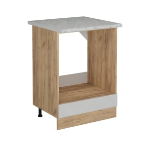 Komfurindbygningsskab R-Line Hvid landhus 60 cm BP Marmor Vicco
