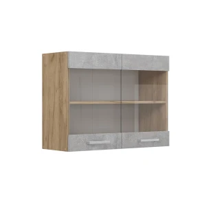 Køkkenskab med glas R-Line Beton 80 cm Vicco