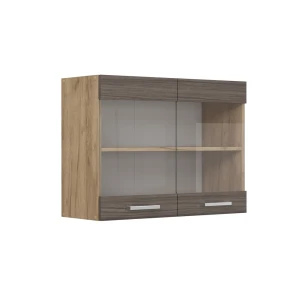 Køkkenskab med glas R-Line Ædel grå 80 cm Vicco