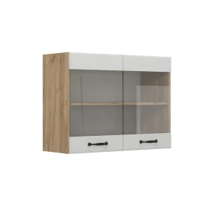 Køkkenskab med glas R-Line Hvid landhus 80 cm Vicco