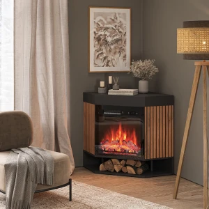 Elektrokamin Lynea Schwarz 100 cm mit realistischem Flammeneffekt und Heizung 1800W livinity®