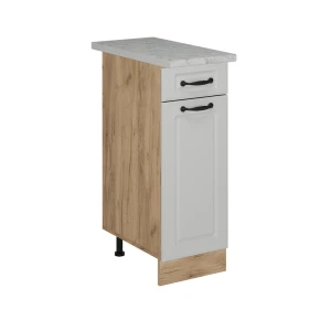 Küchenunterschrank R-Line Weiß Landhaus 30 cm AP Marmor Vicco