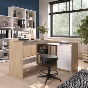 Eckschreibtisch Noira Sonoma 135 x 77 cm mit Schublade livinity®