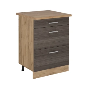 Szafka dolna do kuchni R-Line Szlachetna szarość 60 cm z szufladami, BP Dąb Vicco
