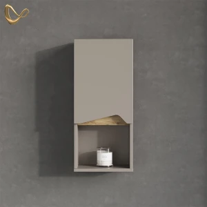 Badschrank Timavo Greige 30 x 67 cm mit Tür und offenem Fach livinity®