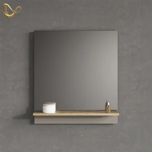 Badspiegel Timavo Greige 60 x 67 cm mit Regal livinity®