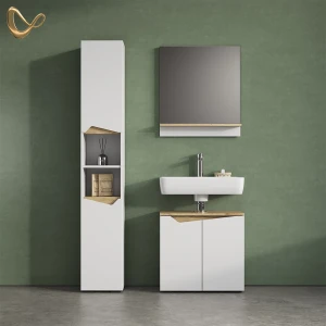 Badmöbel-Kombination Timavo Weiß 3 Teile, mit Hochschrank livinity®