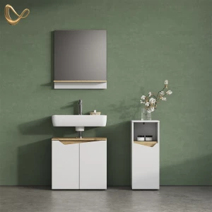 Badmöbel-Kombination Timavo Weiß 3 Teile, mit Midischrank livinity®