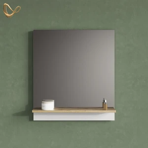 Badspiegel Timavo Weiß 60 x 67 cm mit Regal livinity®