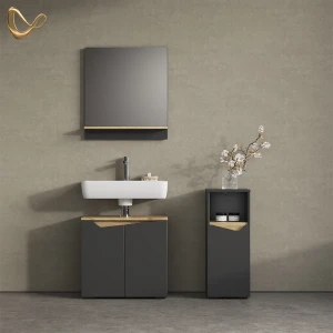 Badmöbel-Kombination Timavo Anthrazit 3 Teile, mit Midischrank livinity®