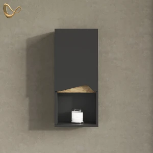 Badschrank Timavo Anthrazit 30 x 67 cm mit Tür und offenem Fach livinity®