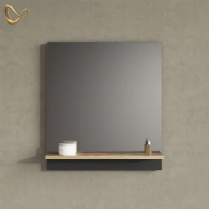 Badspiegel Timavo Anthrazit 60 x 67 cm mit Regal livinity®