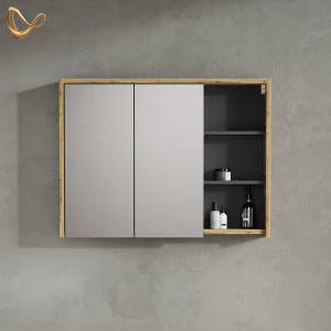 Badspiegelschrank Vomano Eiche/Anthrazit 100 x 75 cm livinity®